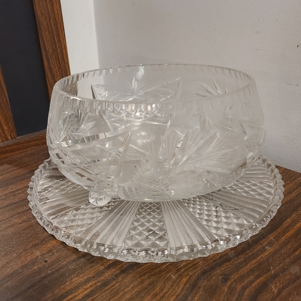 Vintage Crystal Bowl & Tray